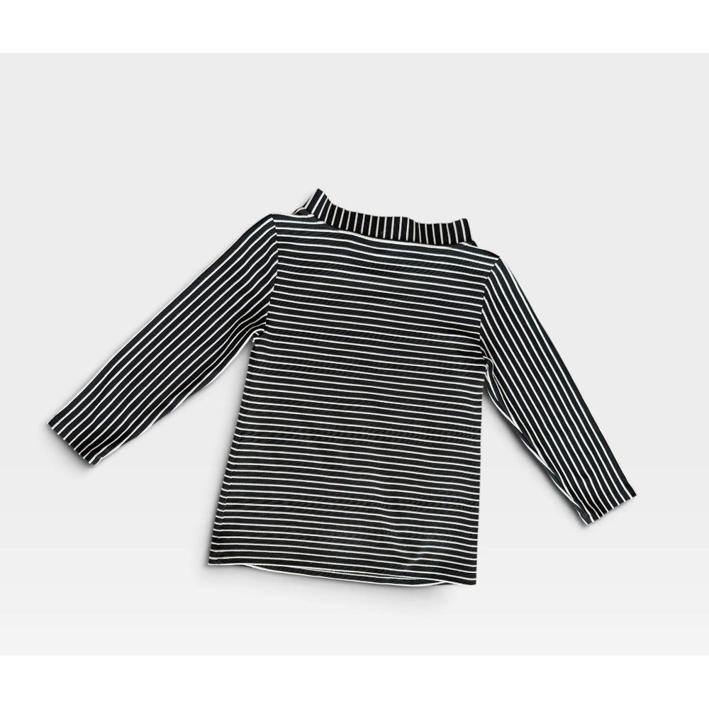 Ann Taylor Striped Knit Top Mock Neck Long Sleeve Black White Women's Size XXS